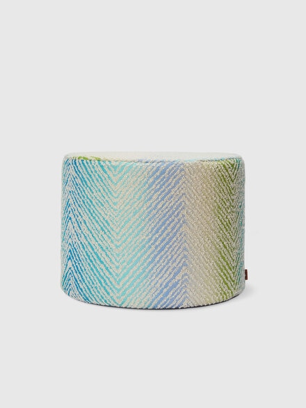 Island 40x30 cm cylindrical outdoor pouffe zigzag bouclé, Turquoise  Multicoloured  - 1D4LV00017170