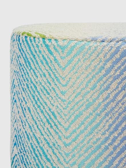 Island 40x30 cm cylindrical outdoor pouffe zigzag bouclé, Turquoise  Multicoloured  - 1D4LV00017170