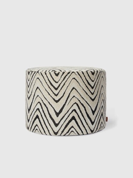 Pouf d’extérieur cylindrique Savana 40x30 cm, Noir & Blanc - 1D4LV00022601
