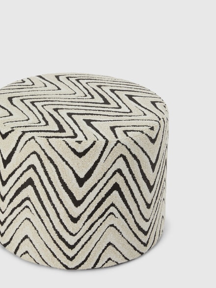 Savana 40x30 cm cylindrical outdoor pouffe, Black & White - 1D4LV00022601