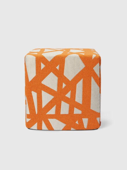 Nastri, cubic bouclé outdoor pouffe, 40x40x40 cm, Orange - 1D4LV00025591