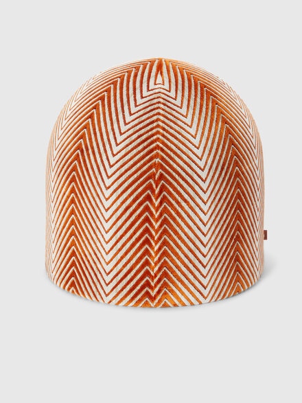 Ziggy pouf 50x50 cm|Cylindrical base, domed top|Bouclé fabric|Logo label, Orange Multicoloured  - 1D4LV00029159