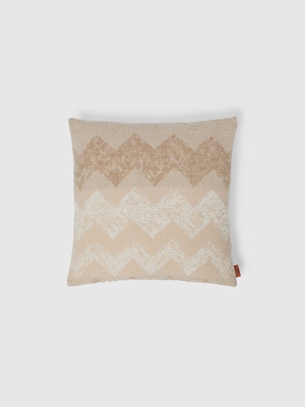 Cojín de interior Gessetti en mezcla de lana con diseño zig zag 40x40 cm, Beige - 1E3CU4006421