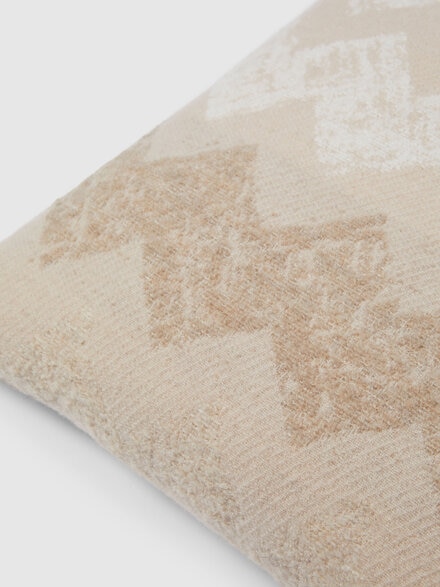 Cojín de interior Gessetti en mezcla de lana con diseño zig zag 40x40 cm, Beige - 1E3CU4006421