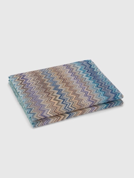Pair of John Re Edition Envelope Pillowcases in 100% cotton with zig zag pattern, Turquoise  Multicoloured  - 1E3LFS0006170