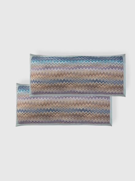 Pair of John Re Edition Envelope Pillowcases in 100% cotton with zig zag pattern, Turquoise  Multicoloured  - 1E3LFS0006170