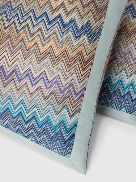 Pair of John Re Edition Envelope Pillowcases in 100% cotton with zig zag pattern, Turquoise  Multicoloured  - 1E3LFS0006170