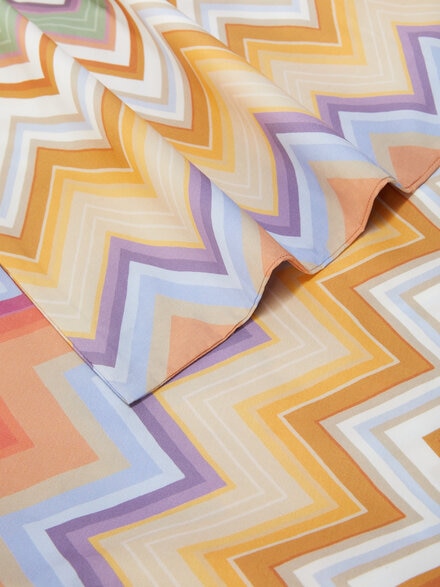Andres Re Edition Duvet Cover in 100% cotton with zig zag pattern, Orange Multicoloured  - 1E3LH00004159