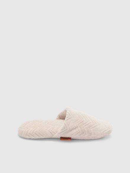 Chalk Slippers 100% cotton with chevron pattern, Beige - 1E3OG0000321