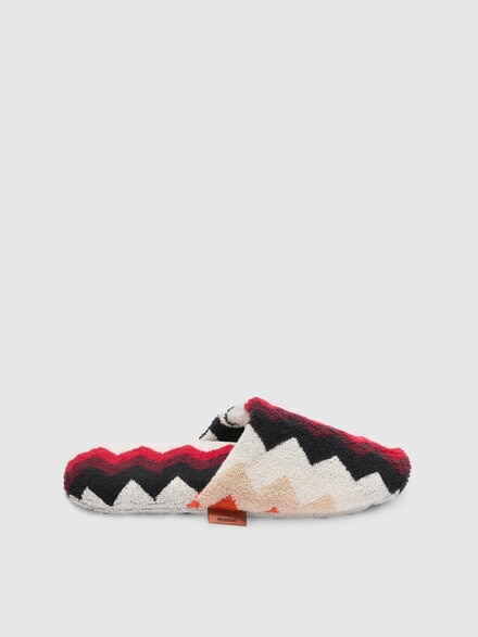 Cotton terry slippers zig zag, Red & Multicoloured - 1E3OG00004156