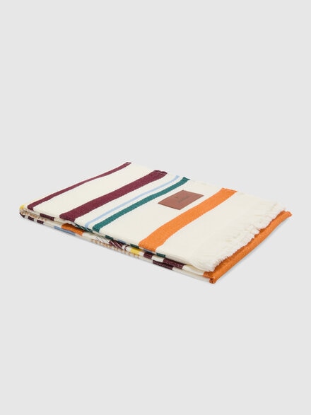 Biarritz Plaid in 100% wool 160x190 cm with striped pattern, Multicoloured  - 1E3PL99108100