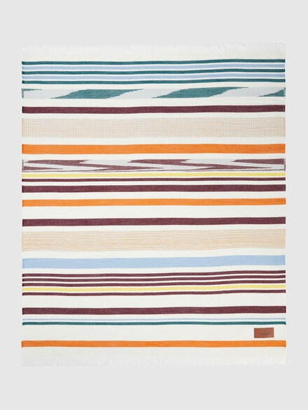 Biarritz Plaid in 100% wool 160x190 cm with striped pattern, Multicoloured  - 1E3PL99108100