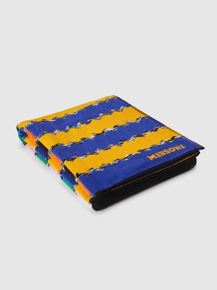 Riviera Beach Towel in 100% cotton 180x100 cm with horizontal stripes, Multicoloured  - 1E3SP99109100