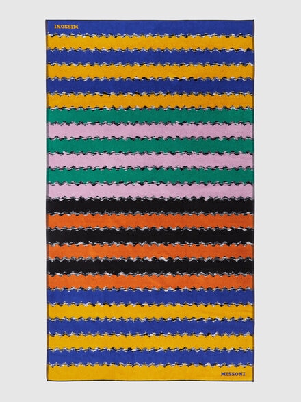 Toalla de playa Riviera en 100% algodón 180x100 cm con diseño a rayas horizontales, Multicolor  - 1E3SP99109100
