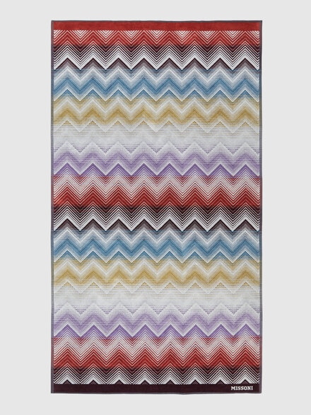Marea Beach Towel in 100% cotton 180x100 cm with zig zag pattern, Multicoloured  - 1E3SP99121100