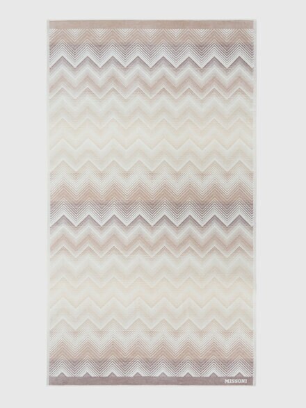 Strandtuch Marea aus 100% Baumwolle 180x100 cm mit Zig-Zag-Muster, Beige - 1E3SP99121211