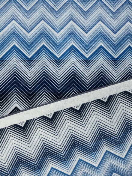 Strandtuch Marea aus 100% Baumwolle 180x100 cm mit Zig-Zag-Muster, Blau& Wei&szlig;  - 1E3SP99121501