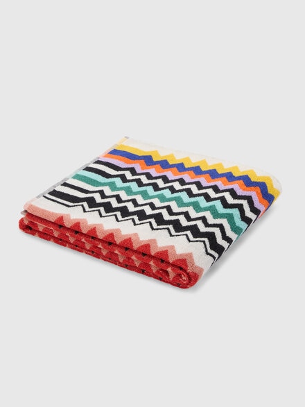 Best bath towel 100x150 cm zig zag in cotton terry, Multicoloured  - 1E3SP99135100