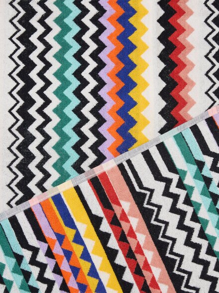 Best bath towel 100x150 cm zig zag in cotton terry, Multicoloured  - 1E3SP99135100