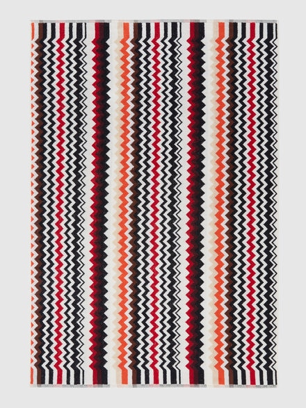 Best bath towel 100x150 cm zig zag in cotton terry, Red & Multicoloured - 1E3SP99135156