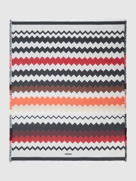 Best fouta bath towel 140x180 cm zig zag in cotton, Red & Multicoloured - 1E3SP99138156