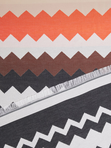Best fouta bath towel 140x180 cm zig zag in cotton, Red & Multicoloured - 1E3SP99138156