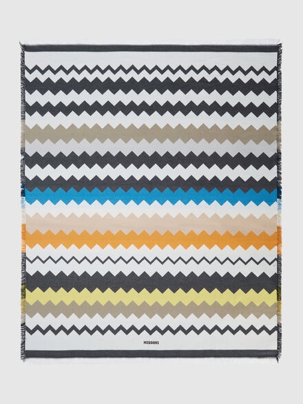 Best fouta bath towel 140x180 cm zig zag in cotton, Black Multicoloured  - 1E3SP99138160
