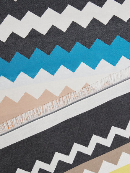 Best fouta bath towel 140x180 cm zig zag in cotton, Black Multicoloured  - 1E3SP99138160