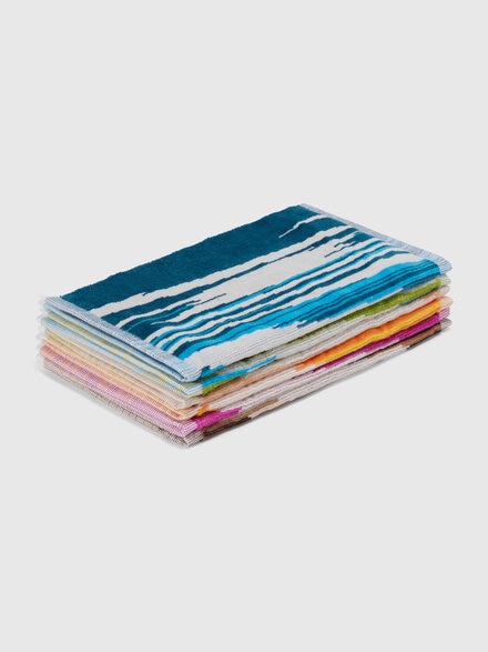 Packung mit 6 Waschhandschuhen Fiammetta 30x30 cm mit Zig-Zag-Muster, Mehrfarbig  - 1E3SP99163100