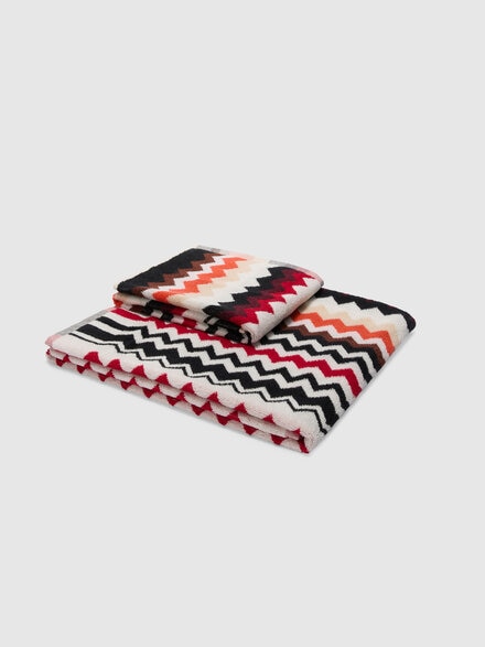 Two-piece bath set in cotton terry, Red & Multicoloured - 1E3SP99168156