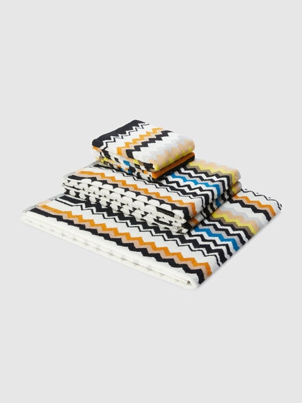Five-piece bath set in cotton terry, Black Multicoloured  - 1E3SP99169160