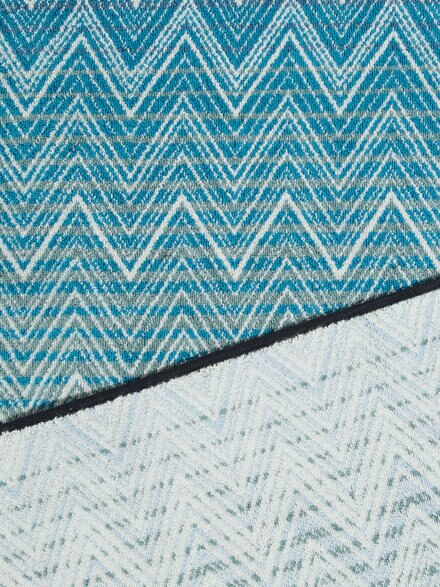 Stone 2-piece Bath Set 100% cotton with chevron pattern, Blue & Multicoloured  - 1E3SP99177174