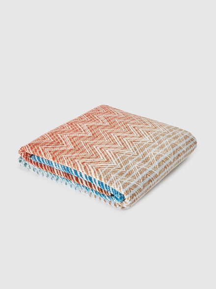 Stone Beach Towel 100% cotton 180x100 cm with chevron and horizontal stripes pattern, Multicoloured  - 1E3SP99178100