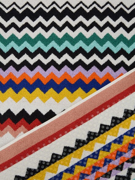100% cotton bath mat with chevron pattern, Multicoloured  - 1E3SP99184100