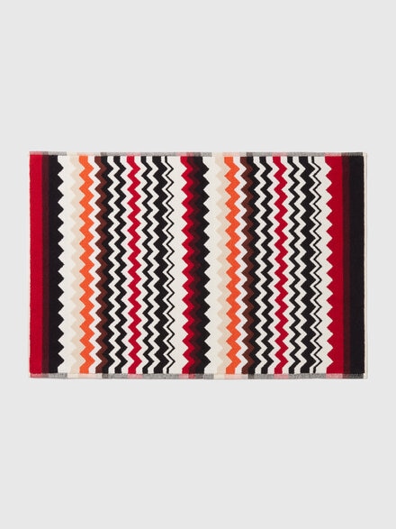 100% cotton bath mat with chevron pattern, Red & Multicoloured - 1E3SP99184156