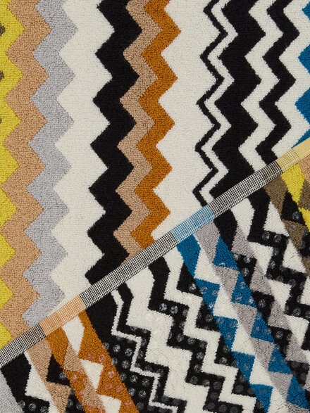 100% cotton bath mat with chevron pattern, Black Multicoloured  - 1E3SP99184160