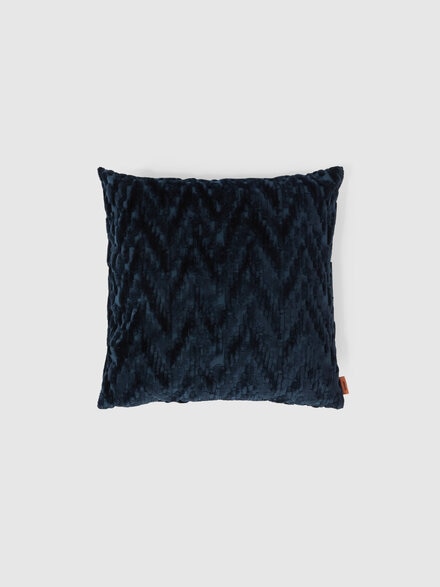 Fossile Indoor Cushion 40x40 cm with chevron pattern, Blue - 1E4CU0070950
