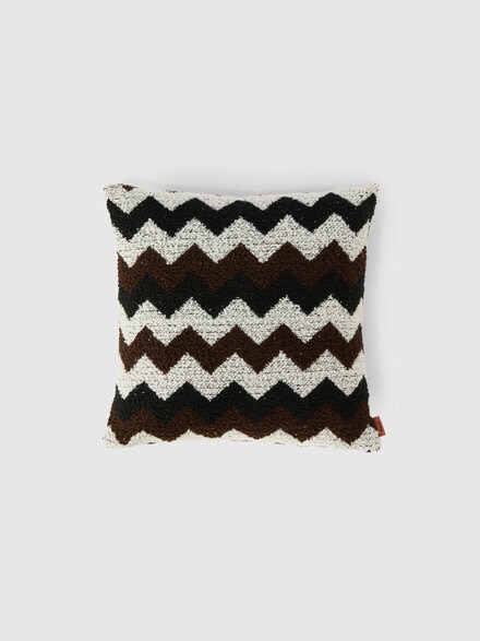 Riccio Indoor Cushion 40x40 cm with chevron pattern, Black & White - 1E4CU00713601