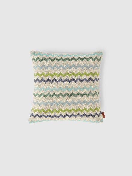 Capri Outdoor Cushion 40x40 cm with zig zag pattern, Green & Multicoloured  - 1E4CU00726165