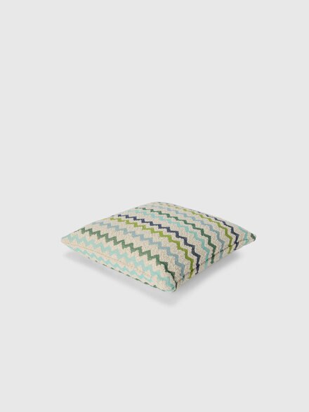 Capri Outdoor Cushion 40x40 cm with zig zag pattern, Green & Multicoloured  - 1E4CU00726165