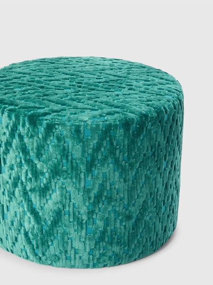 Fossile Indoor Cylinder Cushion 40x30 cm with chevron pattern, Blue - 1E4LV0000874