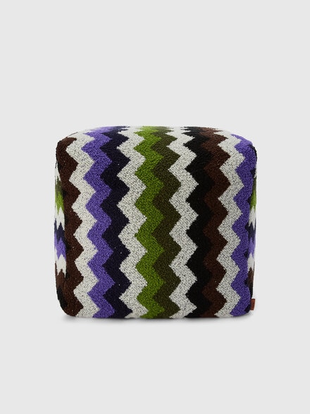 Riccio Indoor Cube Pouf 43x43x43 cm with zig zag pattern, Multicoloured  - 1E4LV00010100