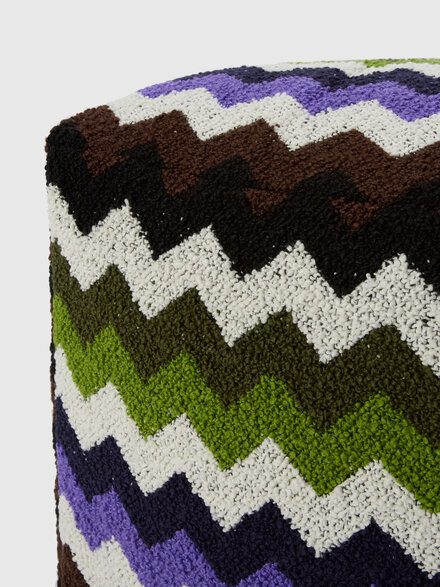Riccio Indoor Cube Pouf 43x43x43 cm with zig zag pattern, Multicoloured  - 1E4LV00010100
