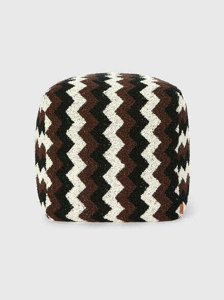 Riccio Indoor Cube Pouf 43x43x43 cm with zig zag pattern, Black & White - 1E4LV00010601