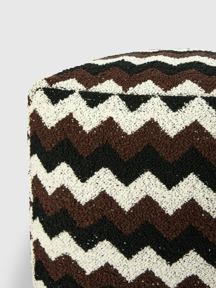 Riccio Indoor Cube Pouf 43x43x43 cm with zig zag pattern, Black & White - 1E4LV00010601