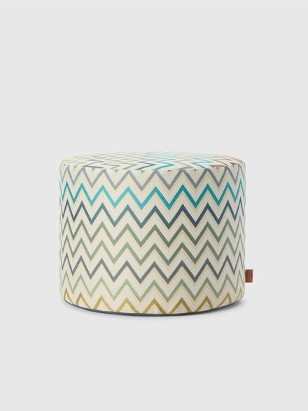Watamu Indoor Cylinder Pouf 40x30 cm with zig zag pattern, Multicoloured  - 1E4LV00019100