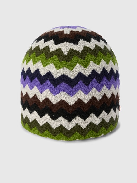 Riccio Indoor Panettone Pouf 50x50 cm with zig zag pattern, Multicoloured  - 1E4LV00022100