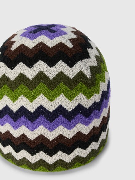 Riccio Indoor Panettone Pouf 50x50 cm with zig zag pattern, Multicoloured  - 1E4LV00022100