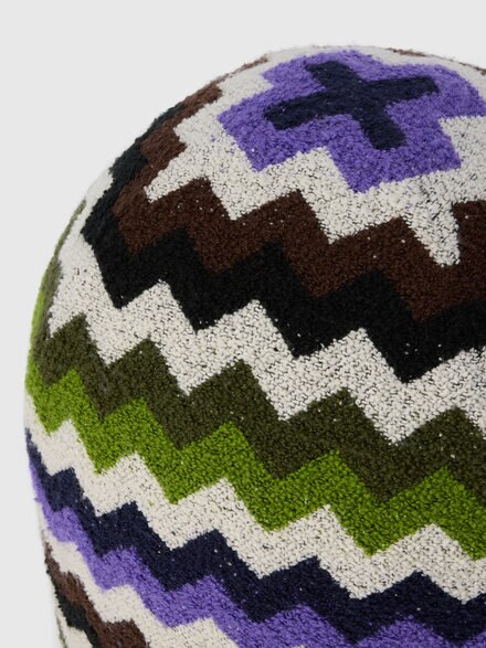 Riccio Indoor Panettone Pouf 50x50 cm with zig zag pattern, Multicoloured  - 1E4LV00022100