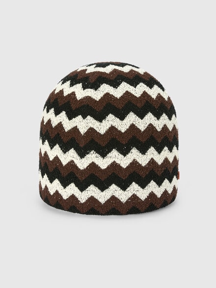 Riccio Indoor Panettone Pouf 50x50 cm with zig zag pattern, Black & White - 1E4LV00022601